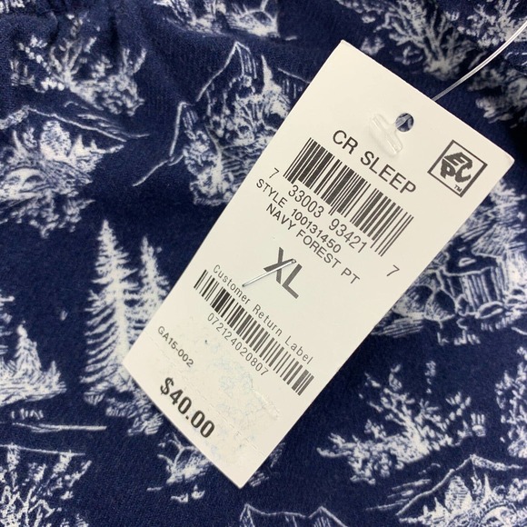 Club Room Mens Forest Print Drawstring Pajama Pants Navy Blue XL - Picture 2 of 4